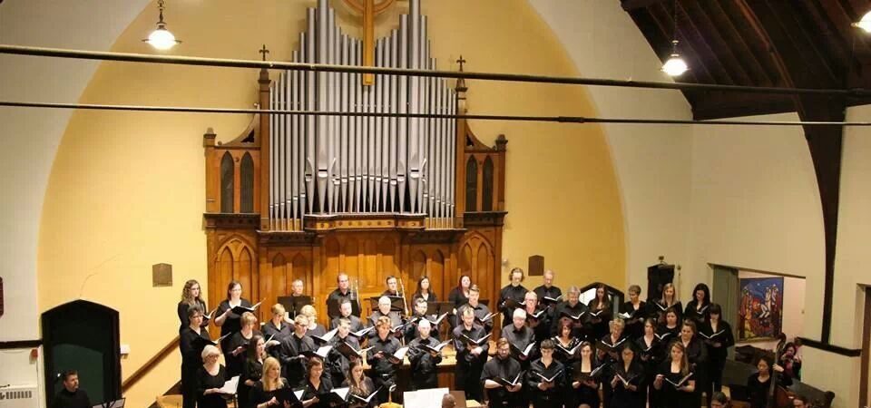 Near north voices choir and orchestra shot